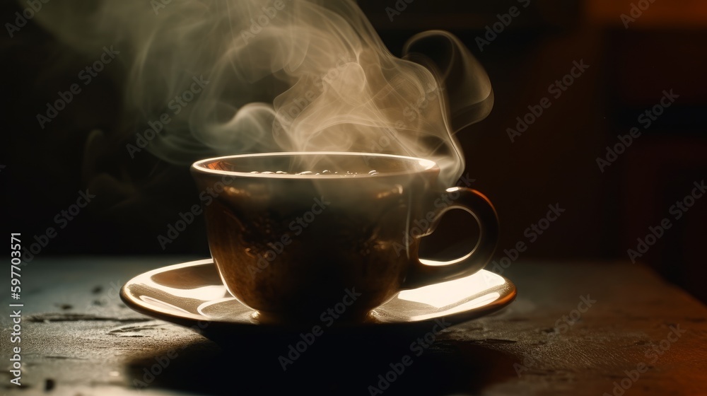 Comforting aroma of a steaming cup of coffee. AI generated Comforting aroma of a steaming cup of coffee. AI generated