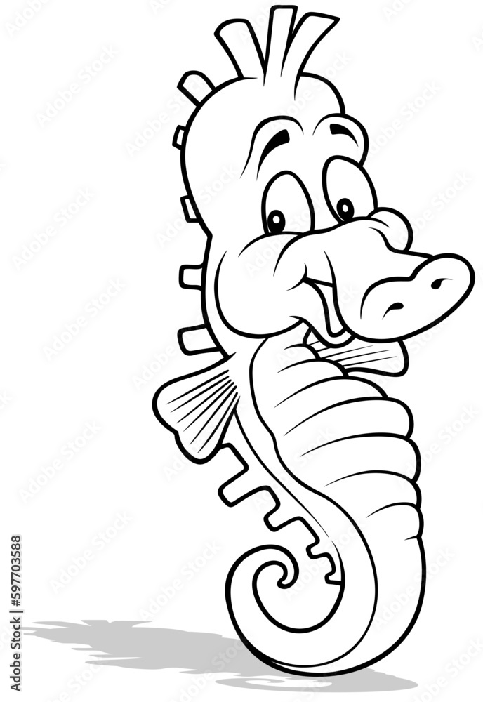 Drawing of a Smiling Seahorse