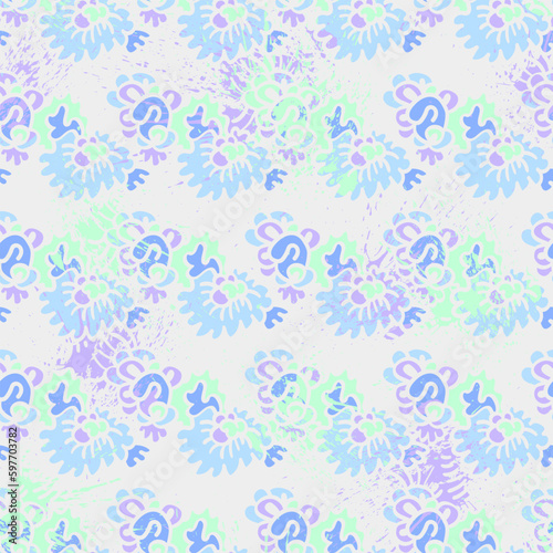 Colorful seamless pattern with abstract hand drawn flowers