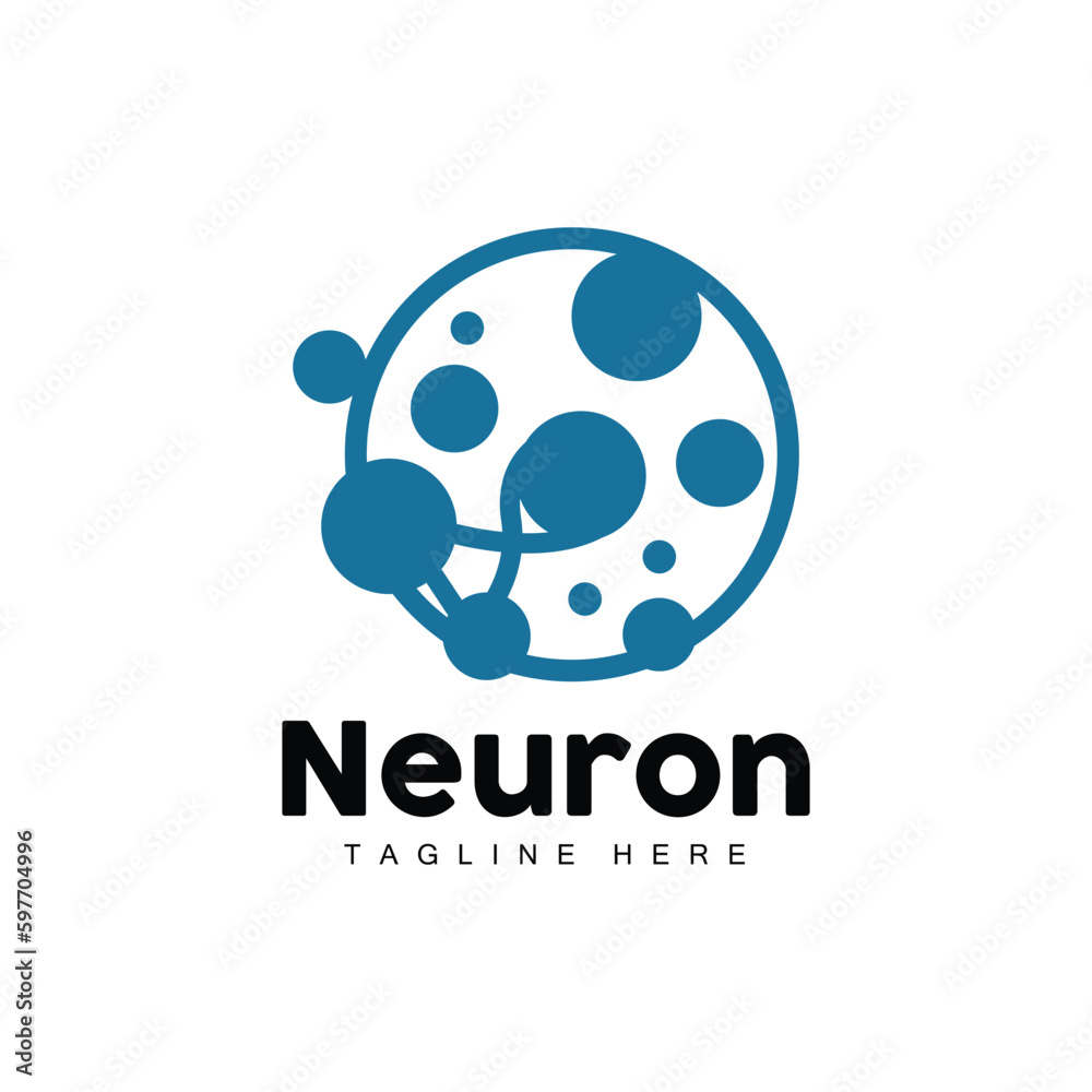 Neuron Logo Design Vector nerve cell illustration Molecular DNA health brand