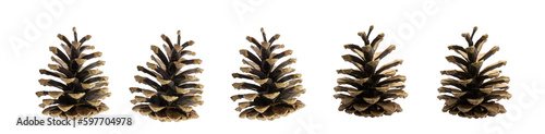 pine cones isolated on white background. New Year theme. Merry Christmas and Happy New Year Holidays greeting card, frame, banner. Traditional winter holiday background. Banner, cover, mockup, for