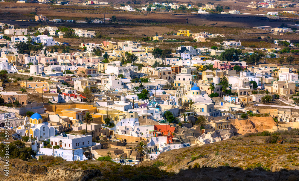 View of the Village of Vothonas on the Beautiful Island Santorini, Greece