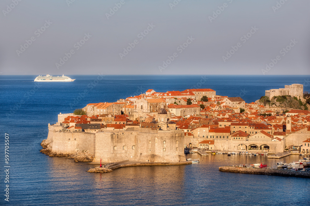 Morning Sun Shining on the Old City of of Dubrovnik, Croatia