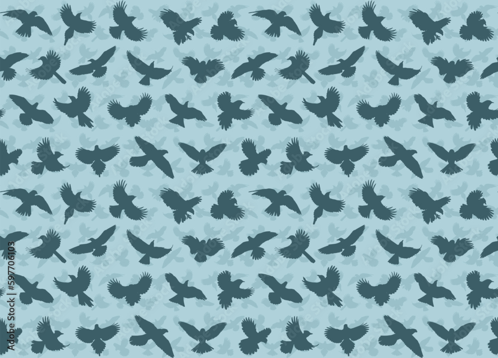 The seamless blue background with flying birds.
