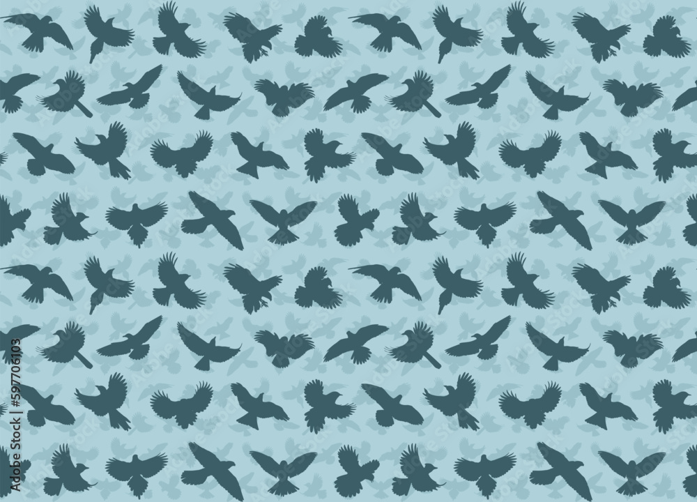The seamless blue background with flying birds.
The seamless blue background with flying birds.