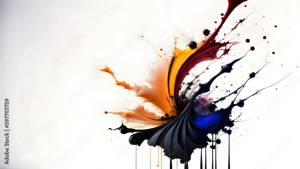 Multi-color paint splashes on a white background Multi-color paint splashes on a white background