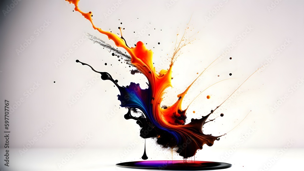 Multi-color paint splashes on a white background Multi-color paint splashes on a white background