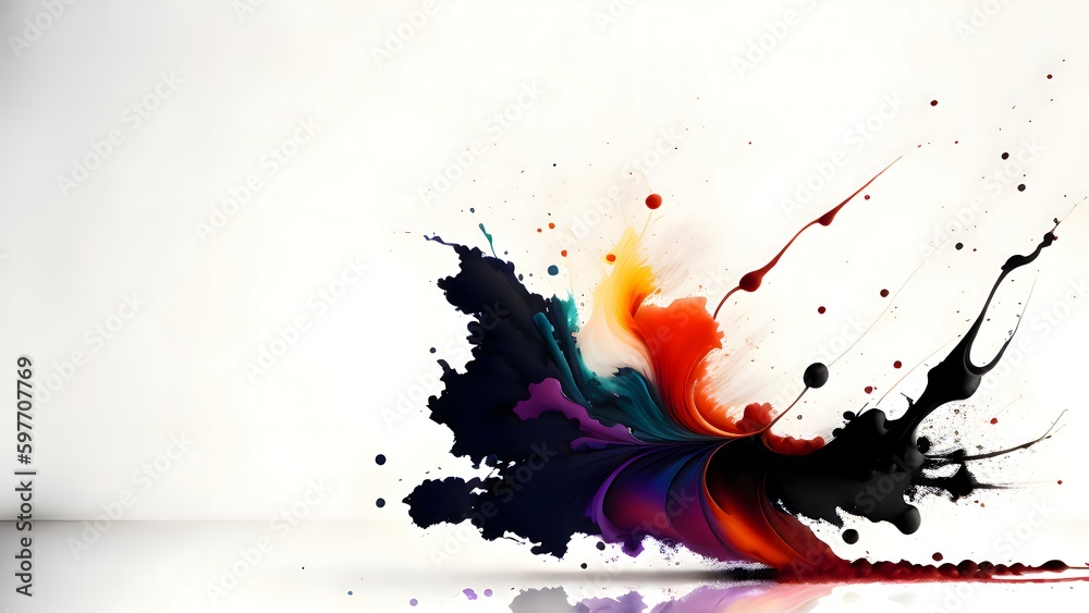Multi-color paint splashes on a white background Multi-color paint splashes on a white background
