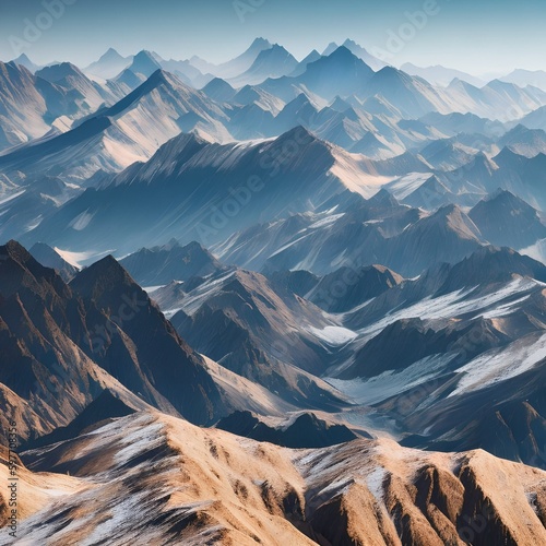 A rough and rugged interpretation of a mountain range, with textured and jagged shapes resembling a mountainous landscape1, Generative AI