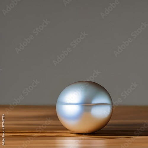 A smooth and shiny interpretation of a pearl, with reflective textures and shades of white and silver3, Generative AI