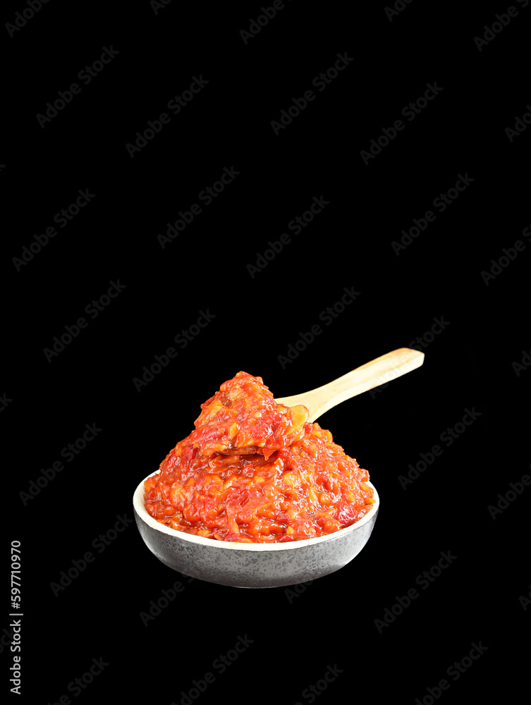 a bowl of chili sauce a bowl of chili sauce