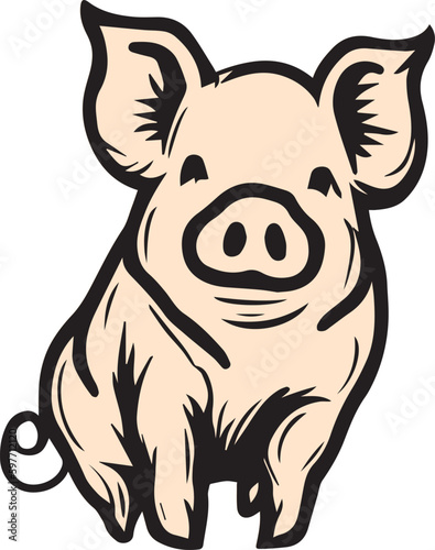 pig drawing vector on white background
