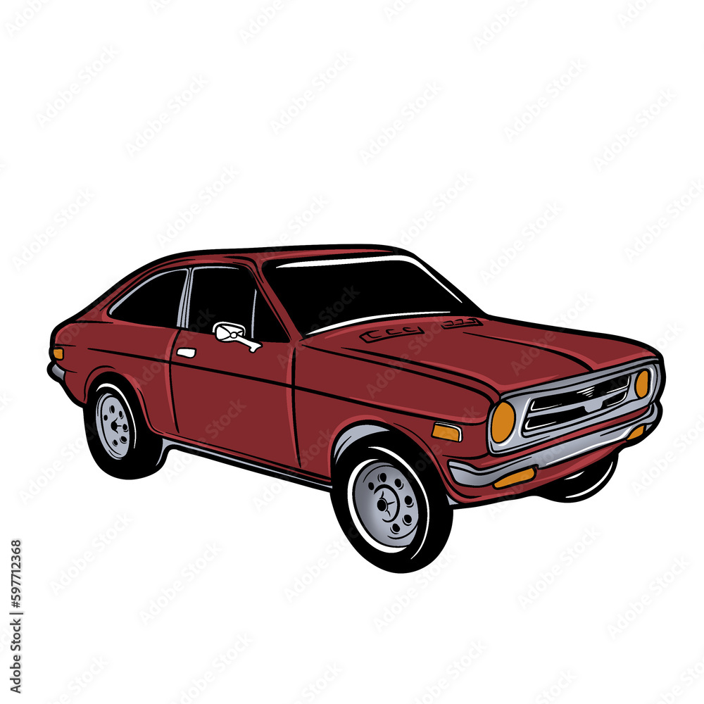 Old car red illustration