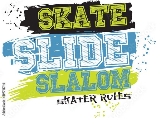 skate slide slalom skater rults design vector illustration ready for print on t-shirt