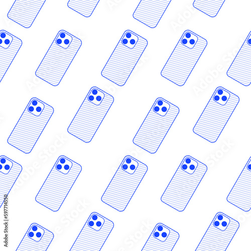 Modern outlined smartphone seamless pattern