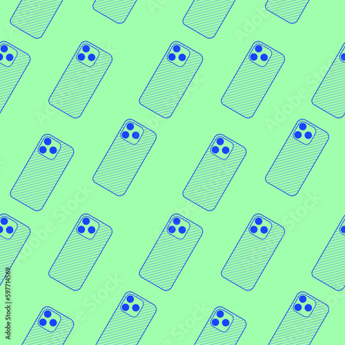 Modern outlined smartphone seamless pattern