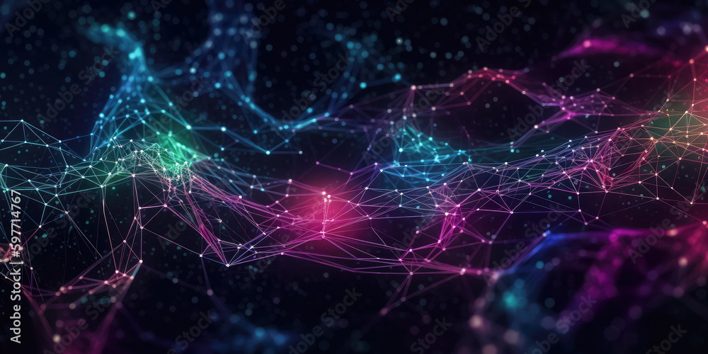 Network connection fiber optic , Abstract futuristic network lines background , Network technology abstract concept , Generate Ai - obrazy, fototapety, plakaty 