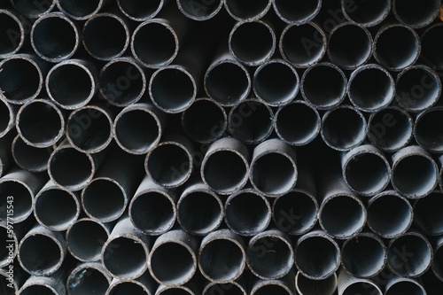 stack of square steel pipes for construction supplies.thailand