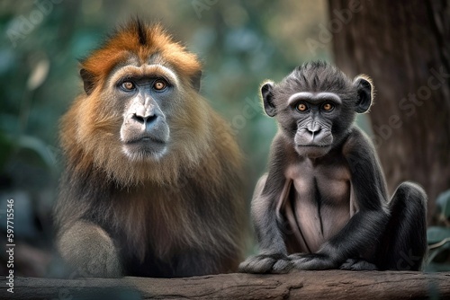 Two Monkeys Sitting Together, Generative AI