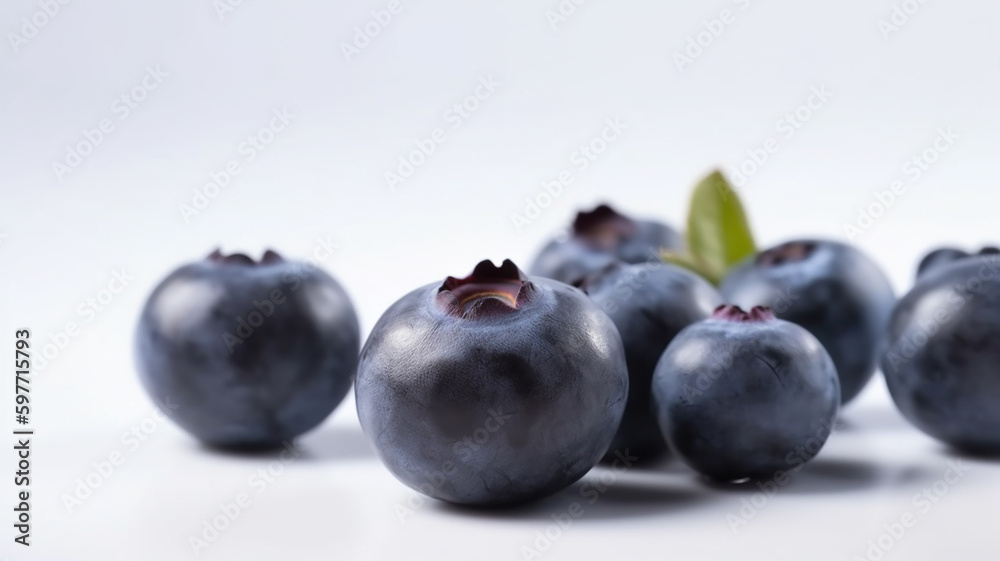 blueberries on a white background with generative ai technology blueberries on a white background with generative ai technology