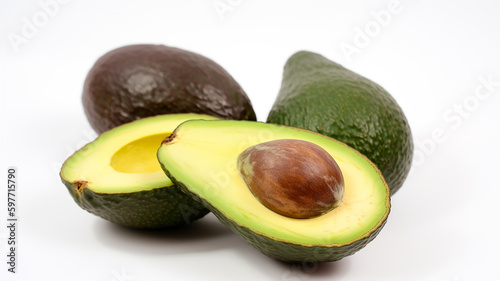 avocado on a white background with generative ai technology