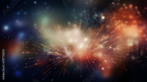 A blurred independense day  divine sky abstract background with bokeh glow  Illustration. AI generative