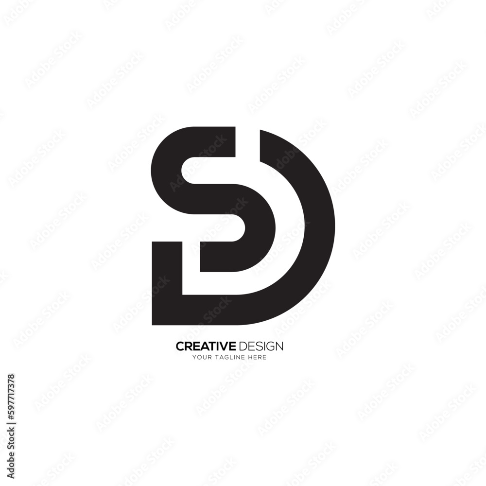Modern letter S D creative line art unique monogram modern logo branding - obrazy, fototapety, plakaty 