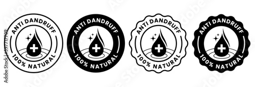 100% natural, anti dandruff logo icon for shampoo or hair oil design.