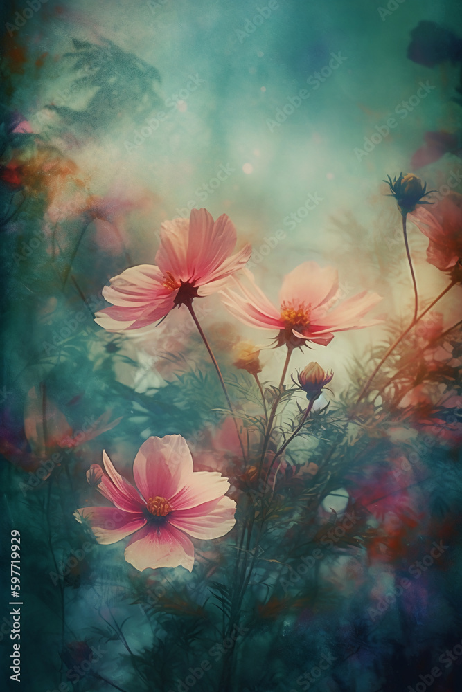 Floral dreamlike ethereal background image. AI generative Floral dreamlike ethereal background image. AI generative