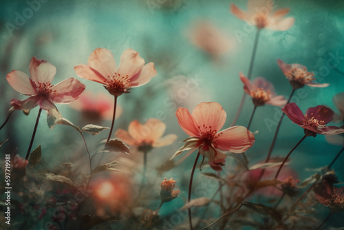 Floral dreamlike ethereal background image. AI generative © SANGHYUN