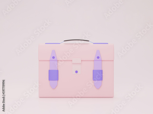 3d render of Backpack, Back to school on pink background. the concept of education and study, illustration design