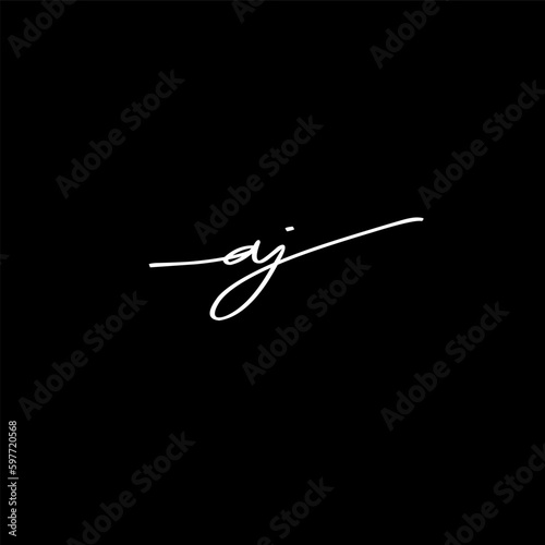 aj Initial Handwriting Signature Logo Vector