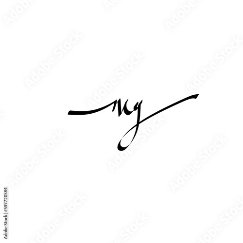 mg Initial Handwriting Signature Logo Vector