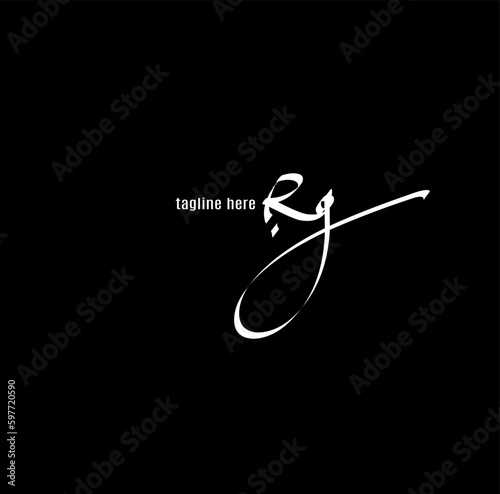 Rg Initial Handwriting Signature Logo Vector with Tagline