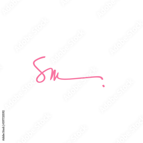 sm Initial Handwriting Signature Logo Vector