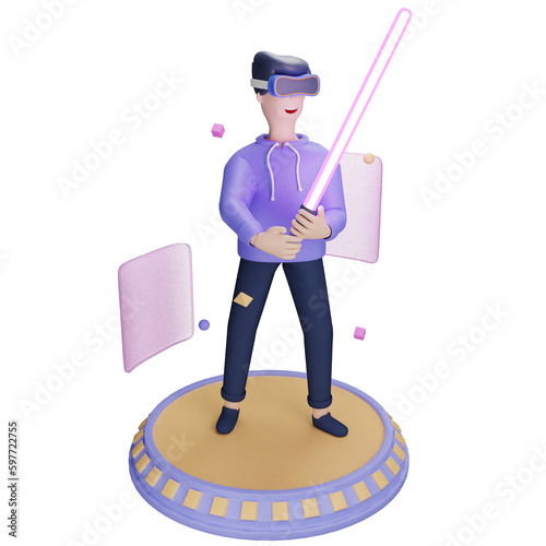 3D Icon Vr Light Saber Metaverse