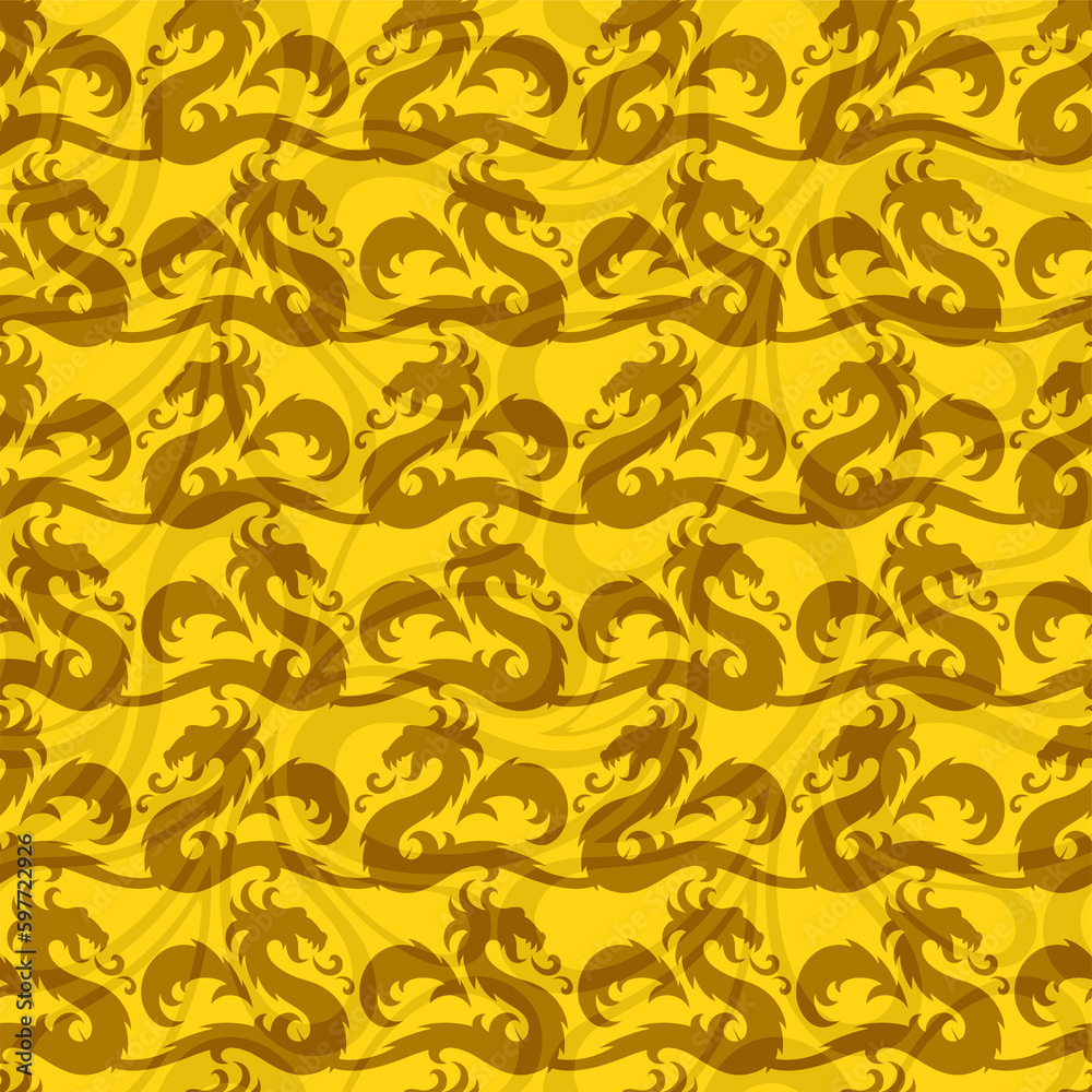 The seamless yellow background with dragons.
The seamless yellow background with dragons.
