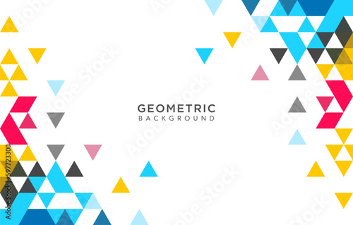 Abstract geometric white background with colorfull triangle shapes