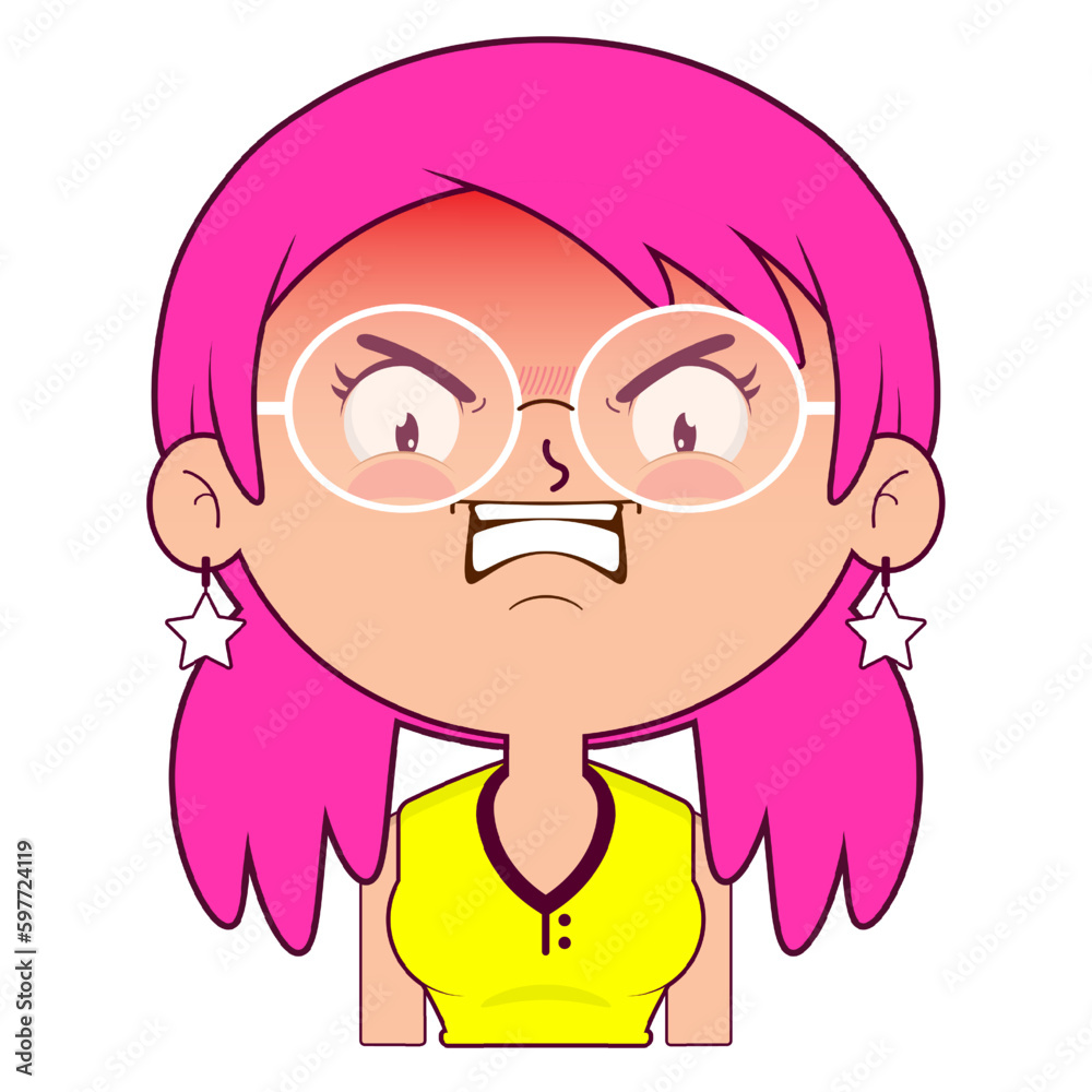 girl angry face cartoon cute