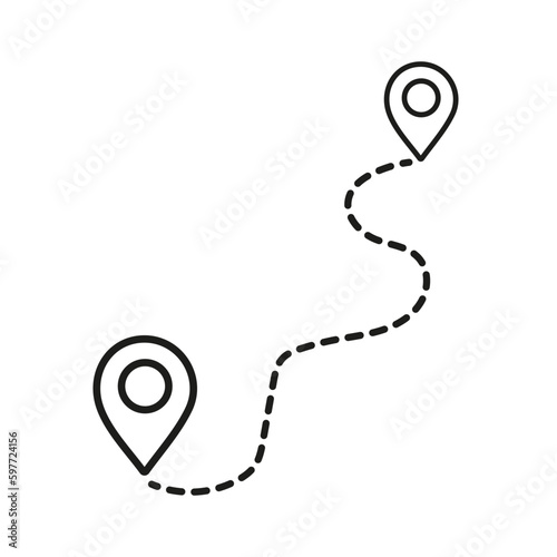 Route icon vector, GPS elements symbol, navigation sign, location from one place to another, distance between one place to another vector illustration. 