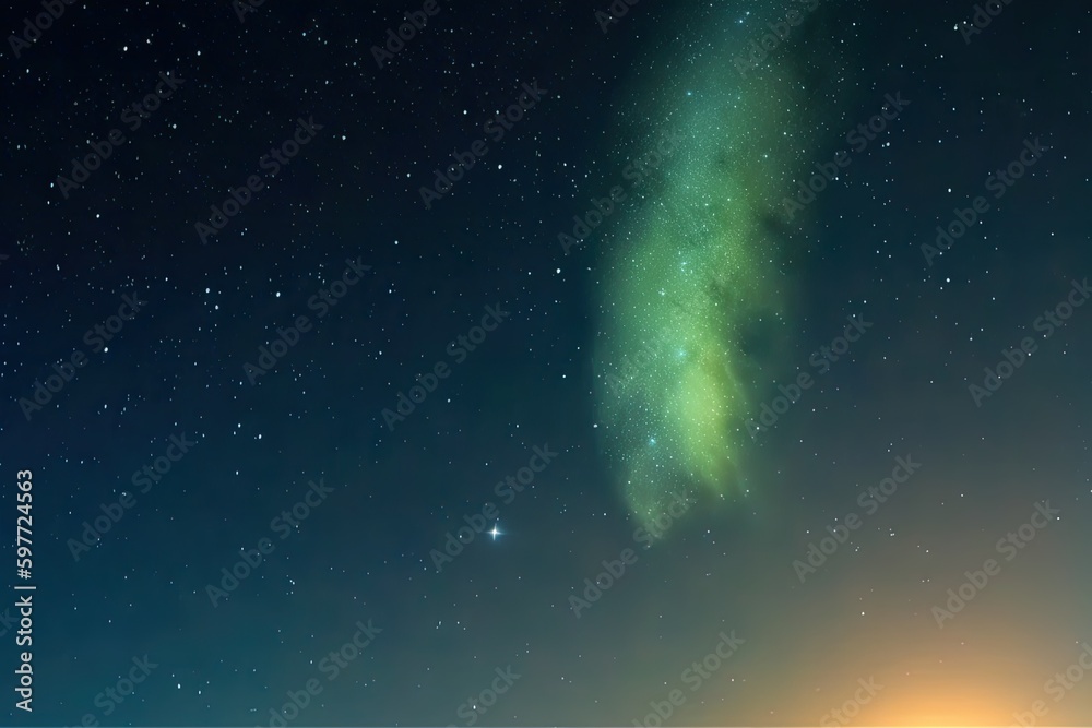 Fototapeta premium vibrant green and blue starry sky. Generative AI