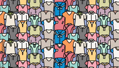 Seamless pattern with colorful shirts