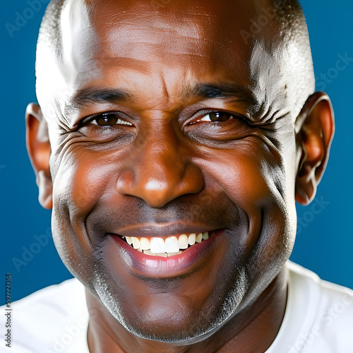 ai-generated, illustration of a black man smiling in casual clothes