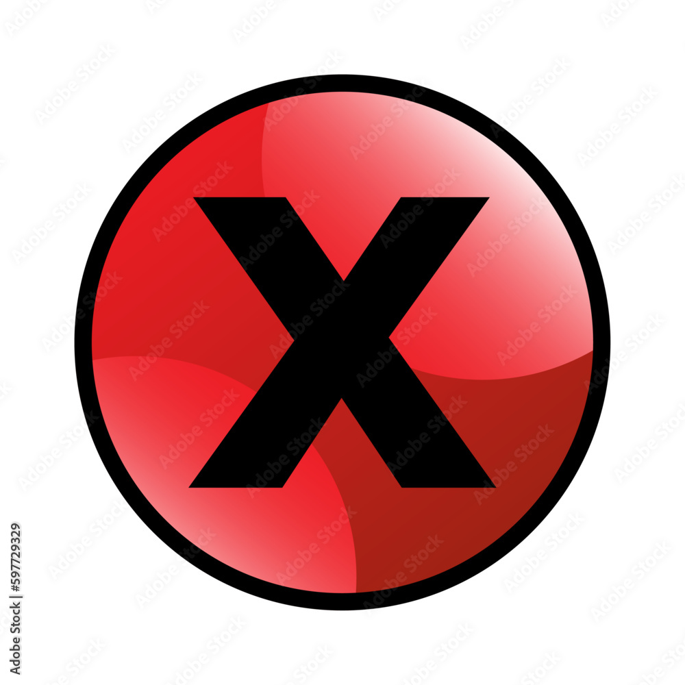 Prohibition sign cross on a red circle