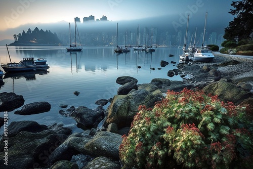 Photo Vancouver, Canada: A Unique Blend of Urban and Natural Beauty at the Harbor, Gen