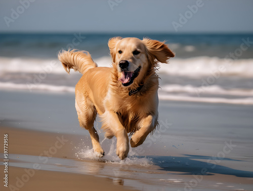 Golden Retrievers are medium to large-sized dogs with a muscular build and a friendly, outgoing demeanor. They are highly intelligent and easy to train, and are commonly used as guide dogs