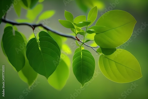 Green leaves against green natural background