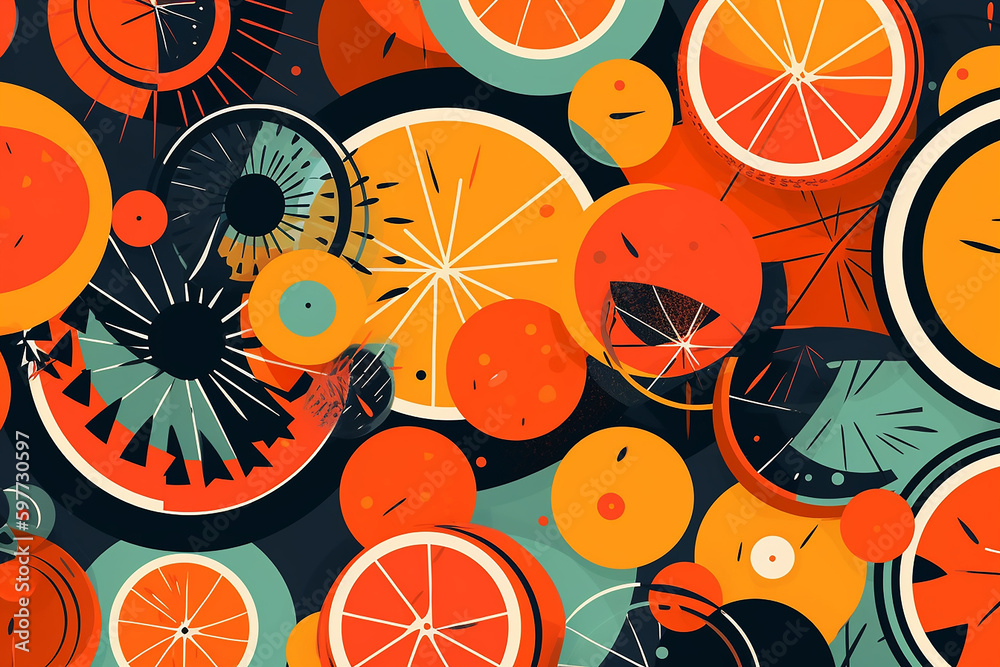 Seamless pattern with orange and grapefruit.   illustration.    Generative AI