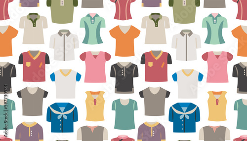 Seamless pattern of different shirts.