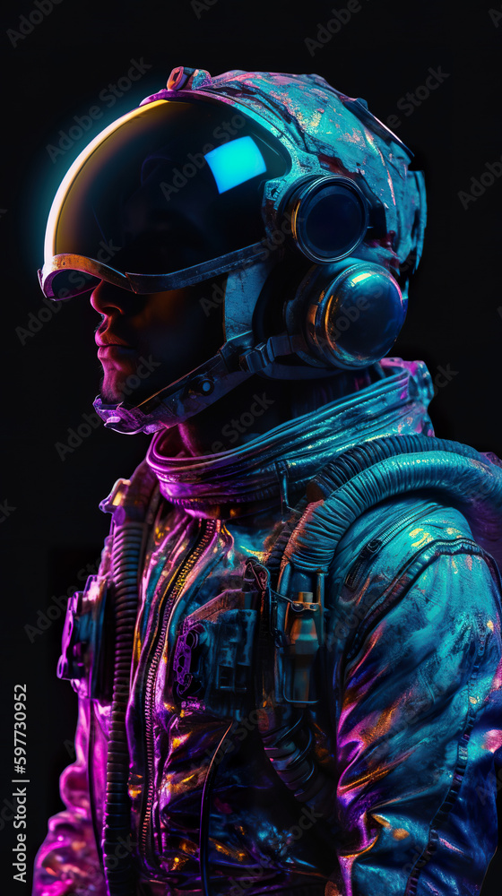 A close up of a person wearing a space suit. AI generative.